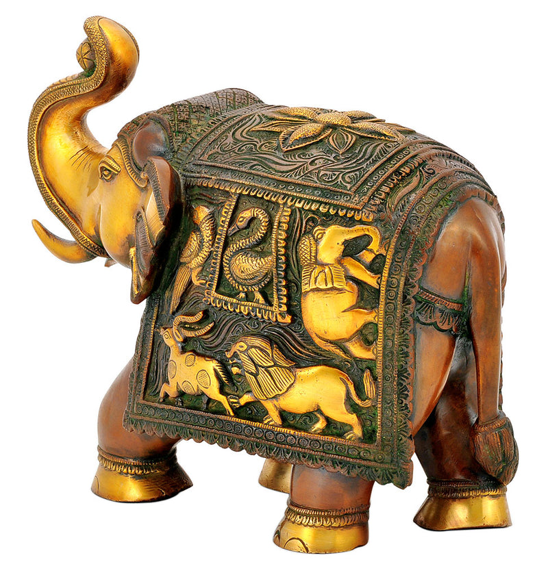 Brass Elephant in Golden Brown Finish