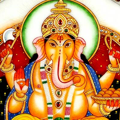 Lord Vighnaharta Ganesh - Marble Painting