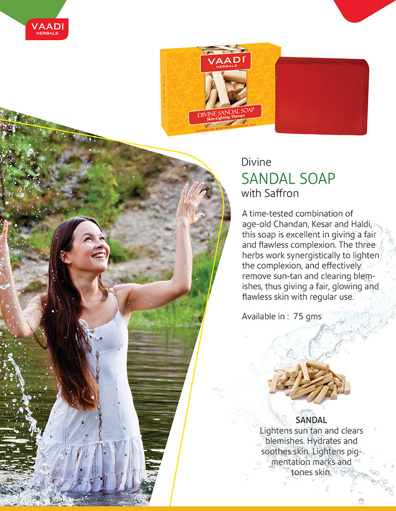 Super Value Pack Of 6 Divine Sandal Soap With Saffron & Turmeric (75 gms x 6)