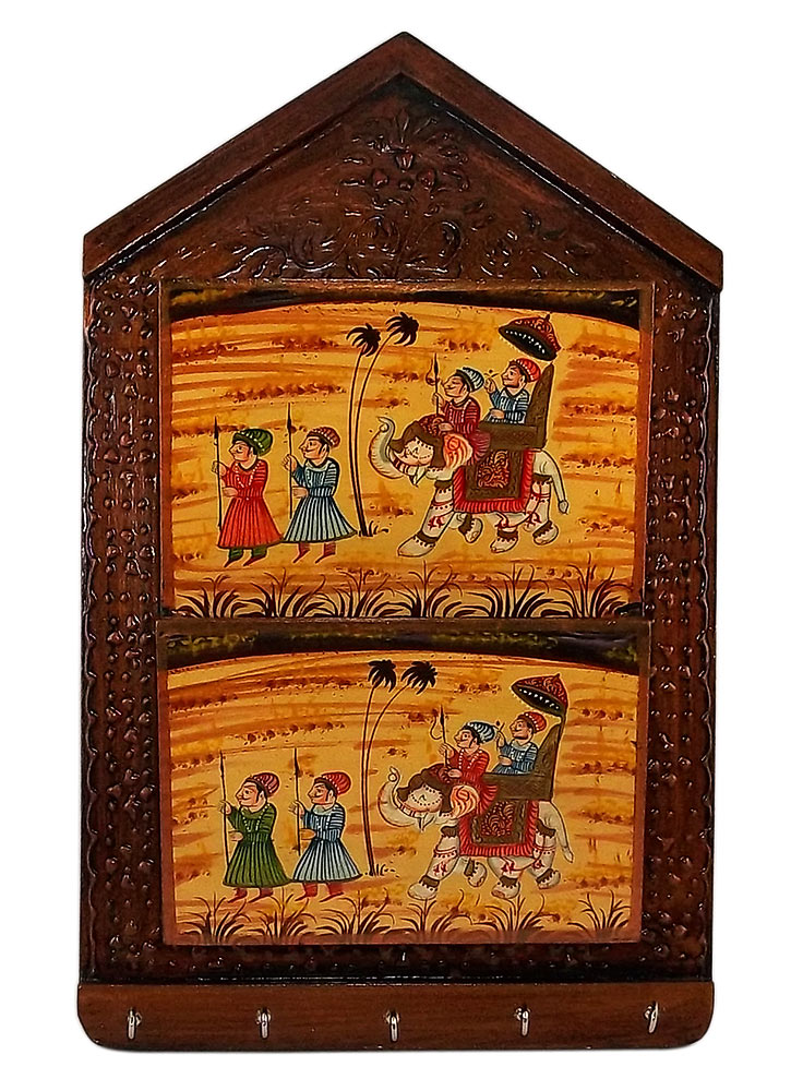 Rajasthani Wooden Key and Mail Organizer