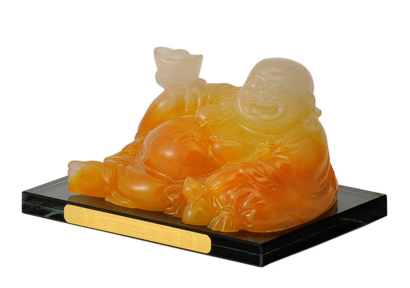Laughing Buddha Resin Figure in High Gloss Stone Finish