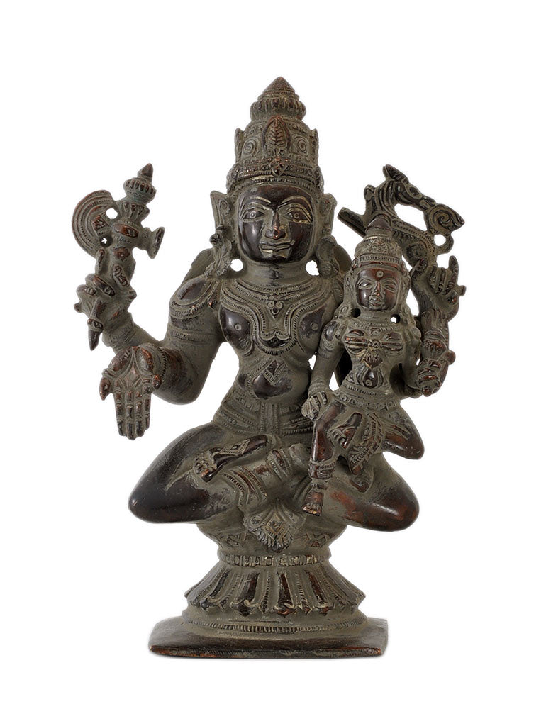 Antiquated Brass Shiva Pashupatinath and Devi Parvati