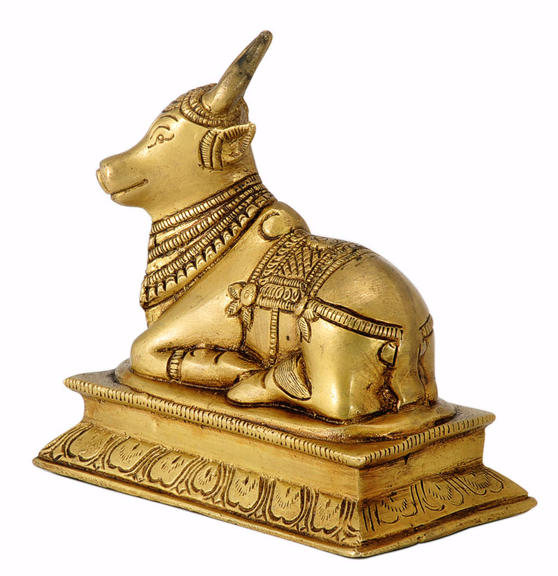 Holy Nandi Bull Figurine in Brass