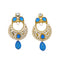 Golden Blue Party Wear Dangle Earrings