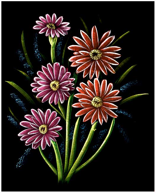 Flowers at Night - Velvet Painting