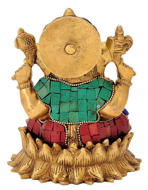 Lord Ganesha Seated on Lotus Base