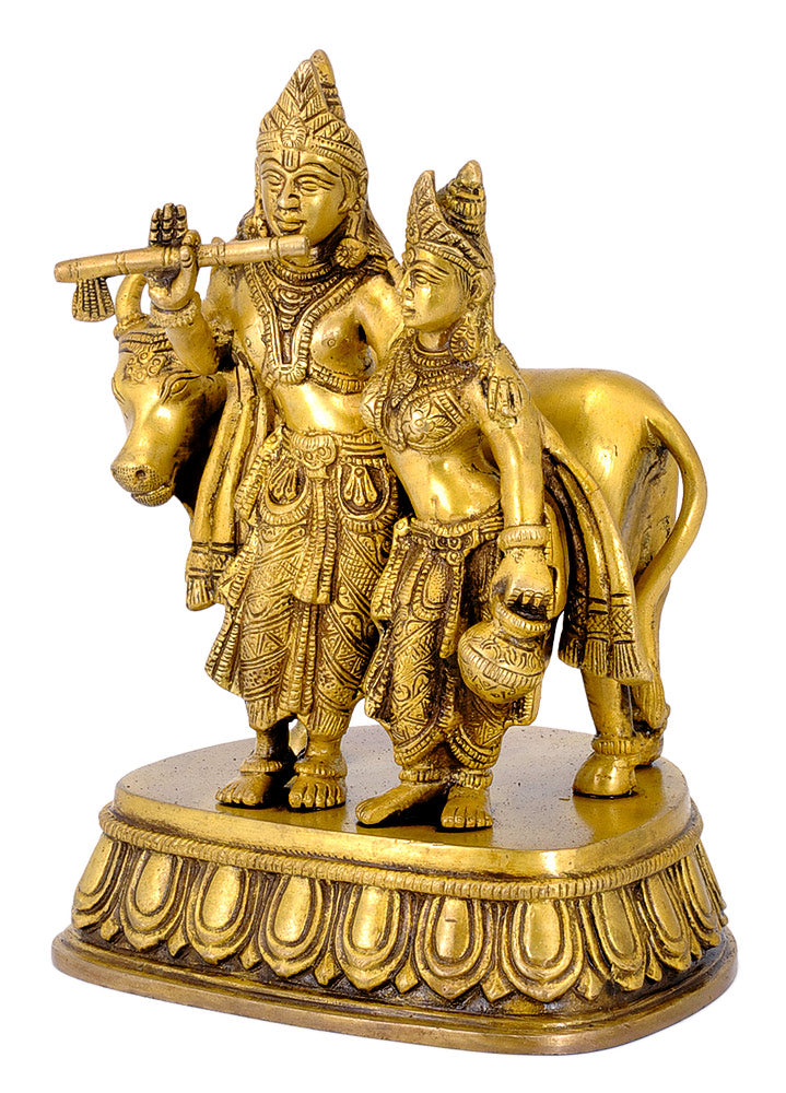 Radha Krishna with Cow