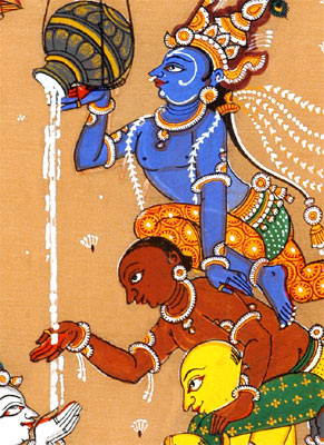 When Krishna Stole Butter - Patachitra Painting 12"