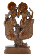 Lord Lakshmi Narain Seated on Garuda - Brass Statue 8"