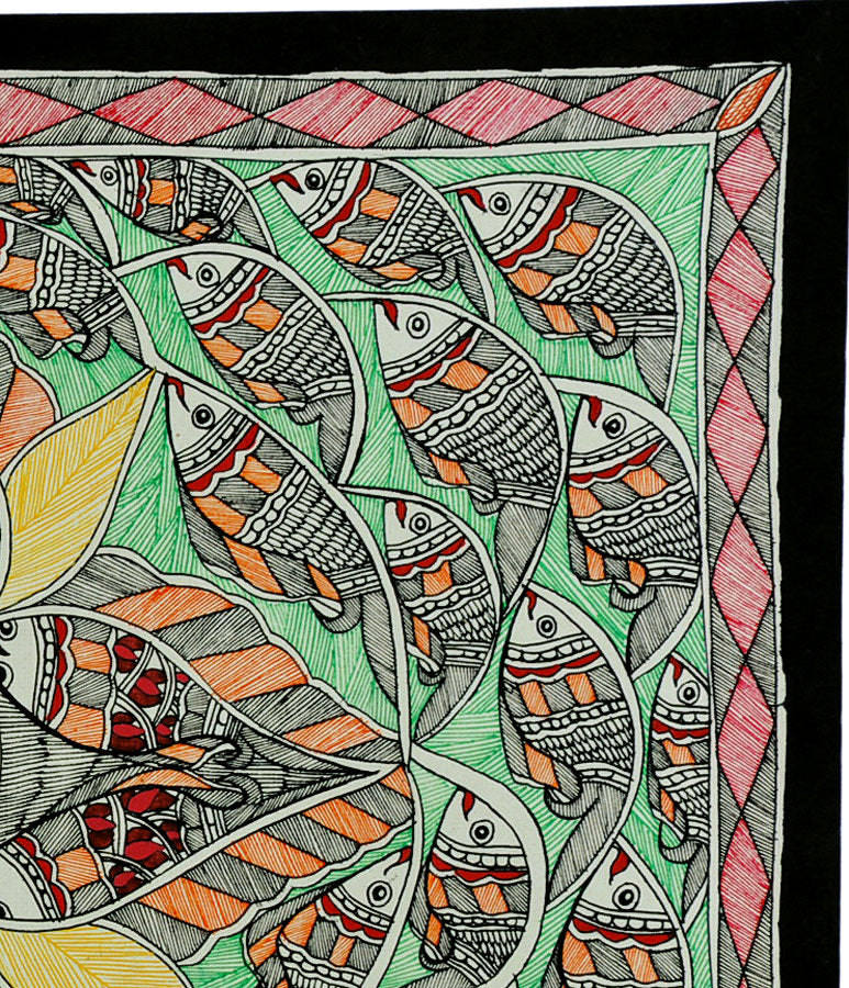 Water Beauties - Madhubani Line Drawing