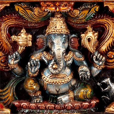 Temple Ganesha - Wood Panel