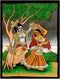 Krishna Teases a Gopi - Cotton Batik Painting 30"