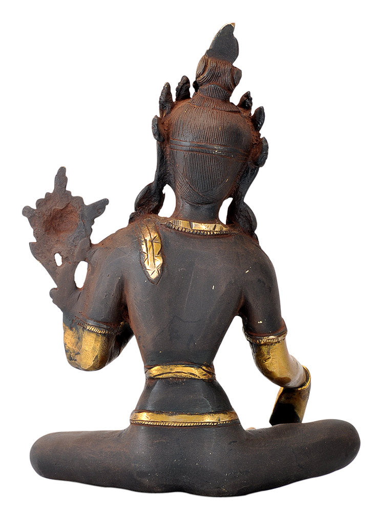 The Savior Goddess Green Tara Brass Sculpture 10"