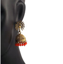 Peacock Beautiful Indian Style Jhumki Earrings Orange