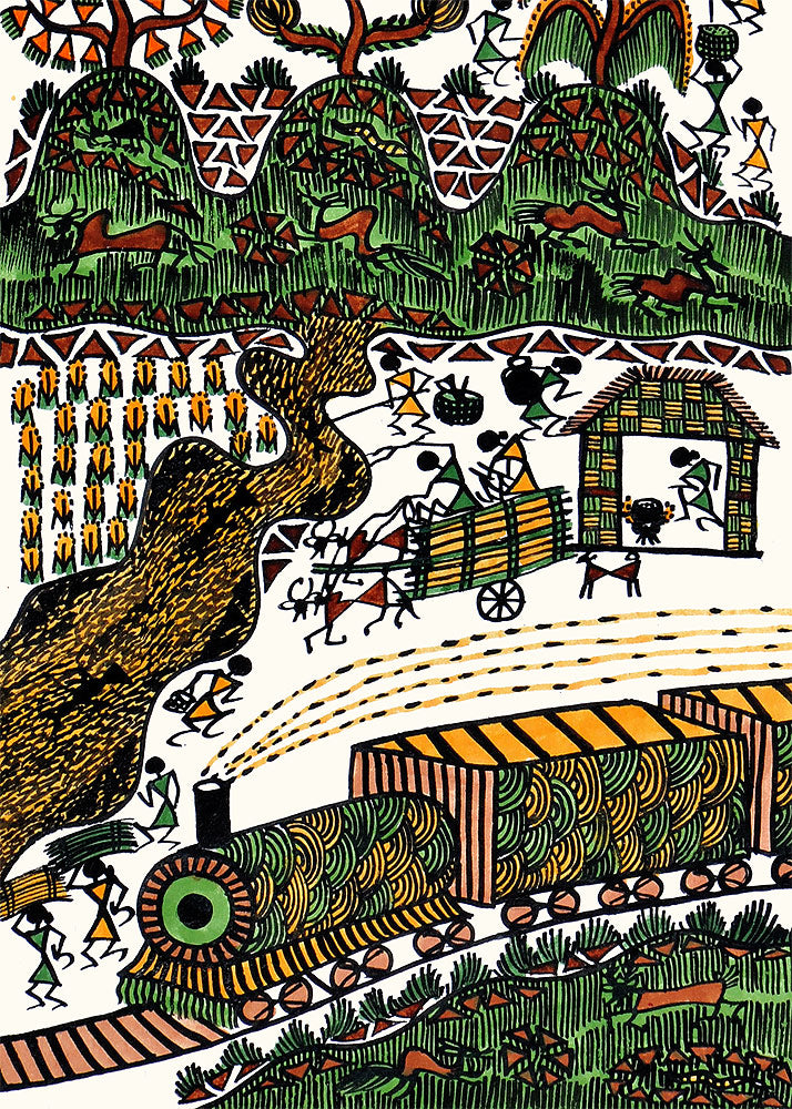 The Country Side - Warli Tribe Painting