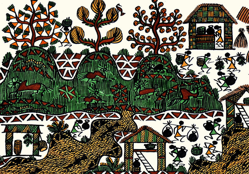 Folk Art Painting 'Warli Town'