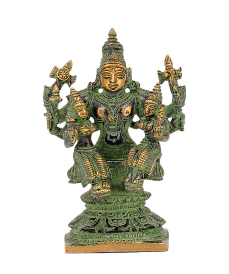 Lord Vishnu with Shridevi and Bhudevi