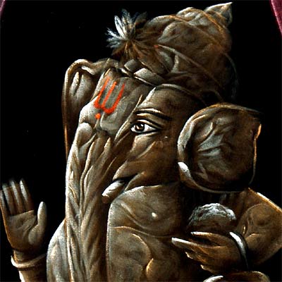 Lord Ganesha - Decorative Painting on Velvet 27"