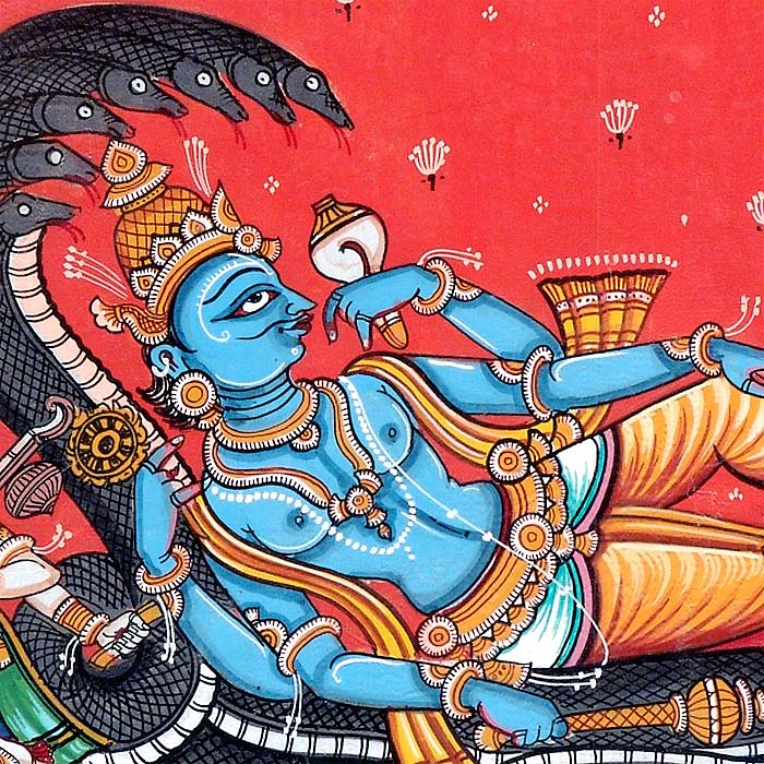 Lord Vishnu on Shesh Naga - Patachitra Painting