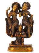 Lord Lakshmi Narain Seated on Garuda - Brass Statue 8"