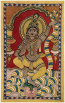 Krishna Dancing Over The Kaliya Nag - Kalamkari Painting