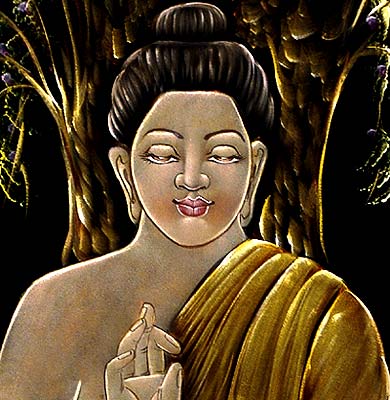 Serene Buddha - Black Velvet Painting