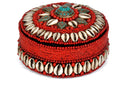 Cowrie Shell Box with Red Beads