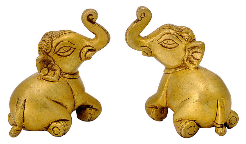 Brass Pair of Miniature Elephant Figurine