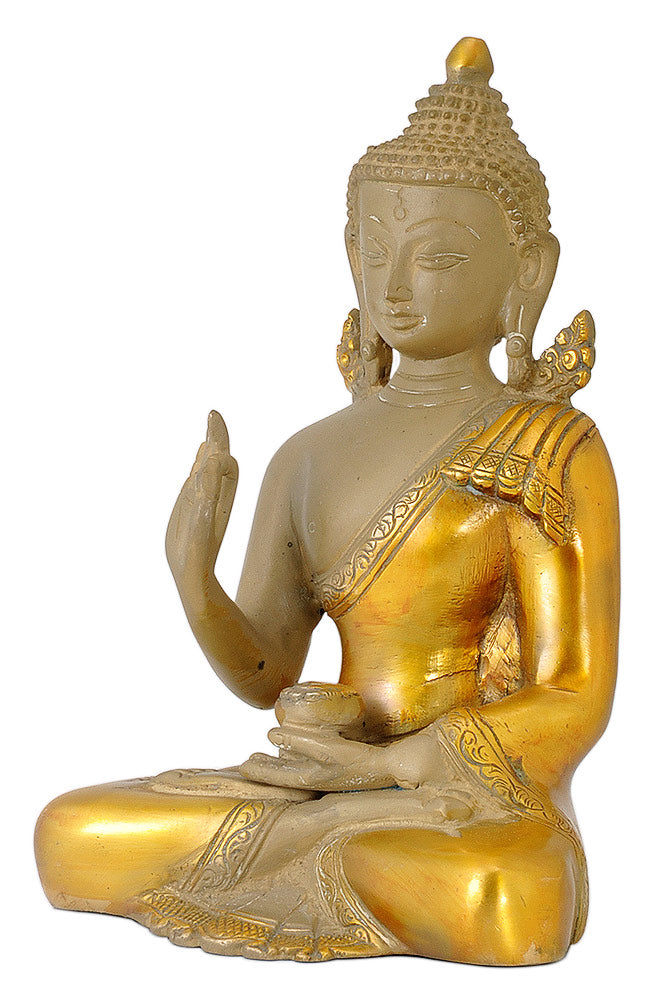 Antiquated Blessing Budha Brass Figure