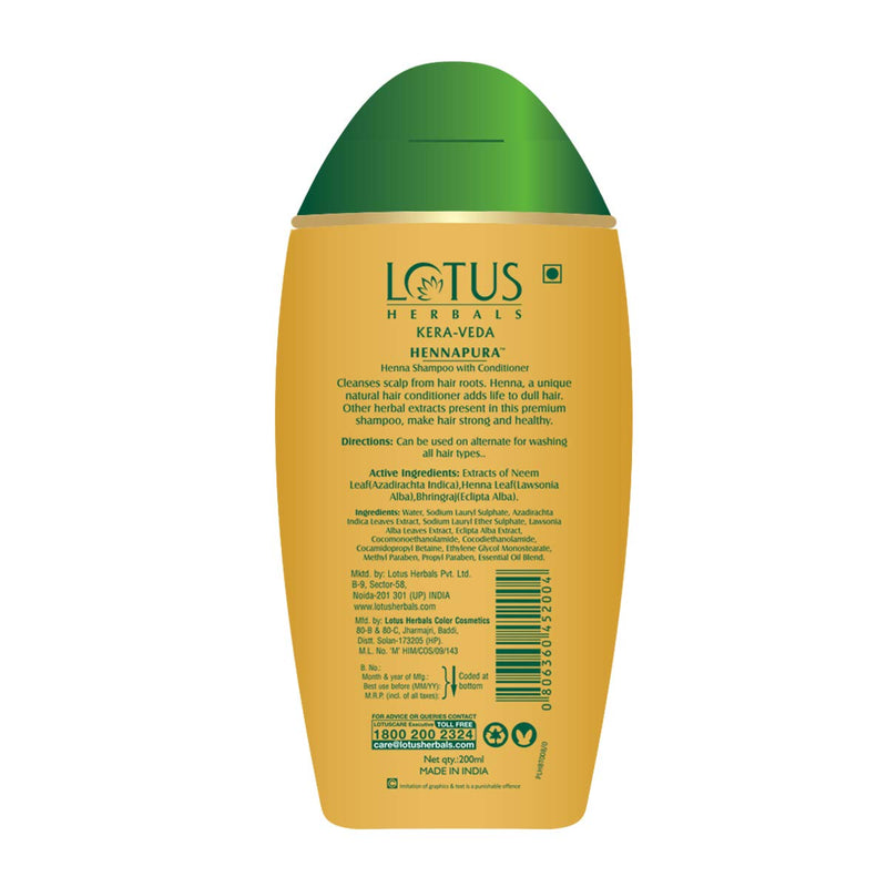 Lotus Herbals KERA-VEDA HENNAPURA Henna Shampoo with Conditioner-200ml