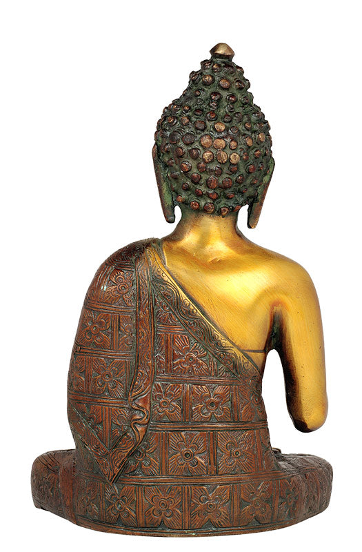 Gautam Buddha Brass Statue 9.75"