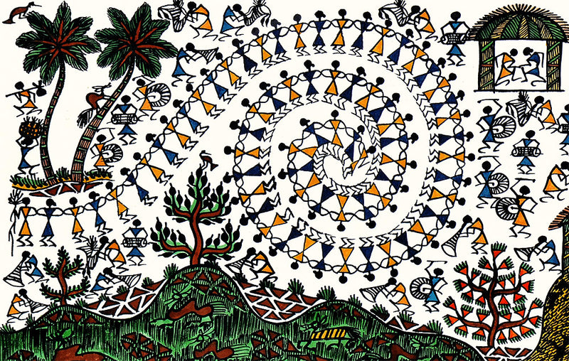 'Warli Tribals' Painting on Handmade Paper
