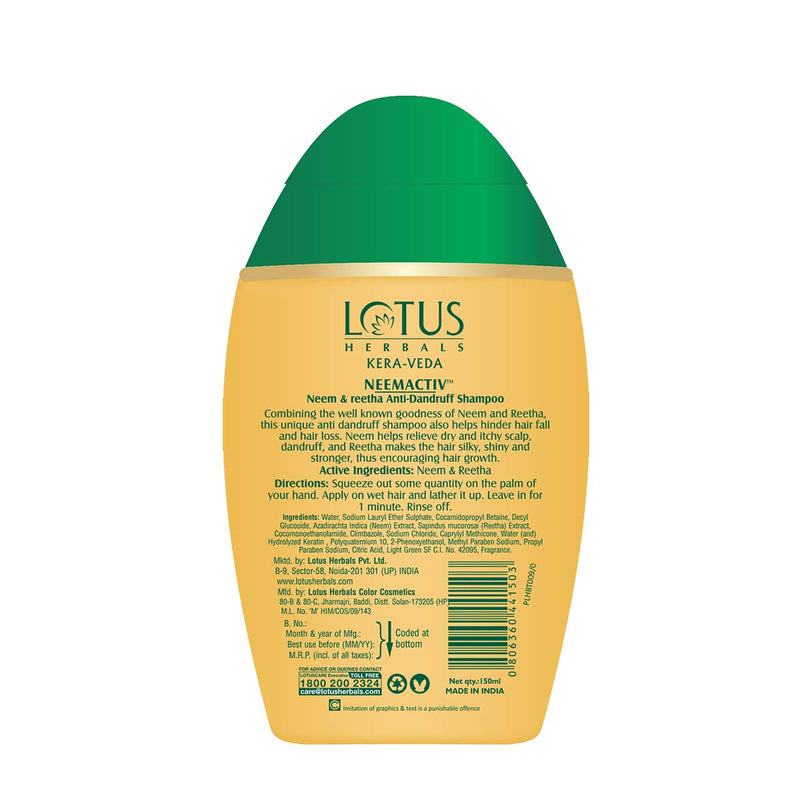 Lotus Herbals KERA-VEDA NEEMACTIV Neem & Reetha Anti Dandruff Shampoo -150ml