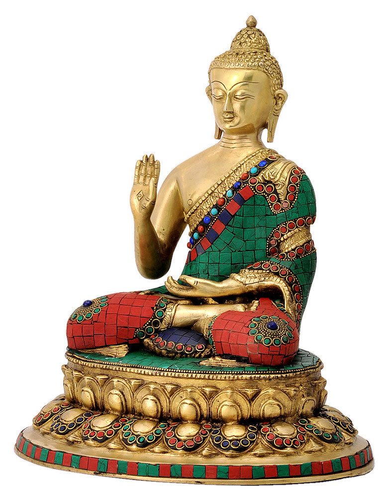 Abhaya Mudra Buddha Inlay Statue