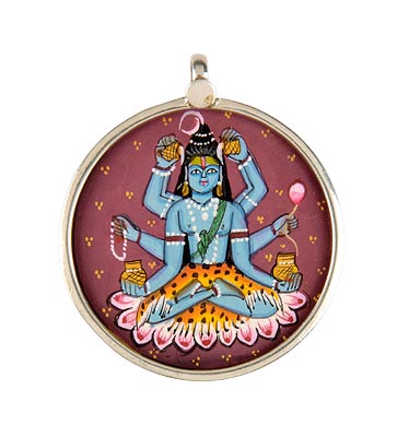 "Maha Mrityunjaya Shiva" Hand Painted Pendant