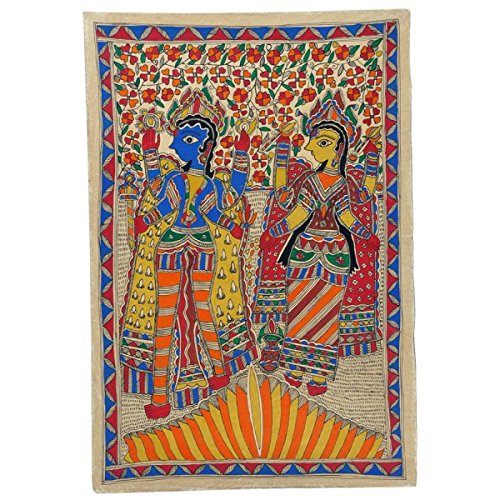 Gangesindia Sri Vishnu Lakshmi - Traditional Madhubani Painting