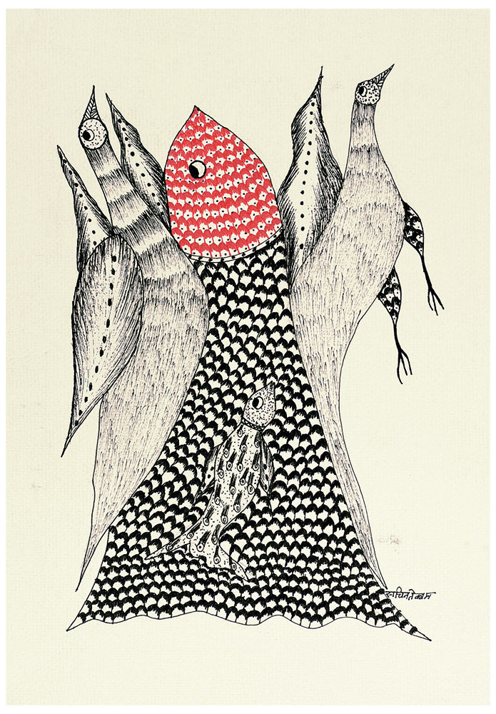 The Big Catch - Gond Painting
