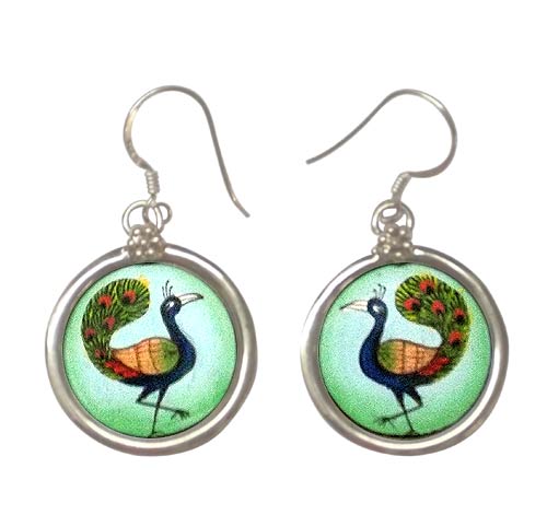 Peacock Silver Earrings