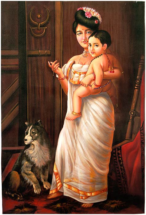 Lady with Child - Oil Painting