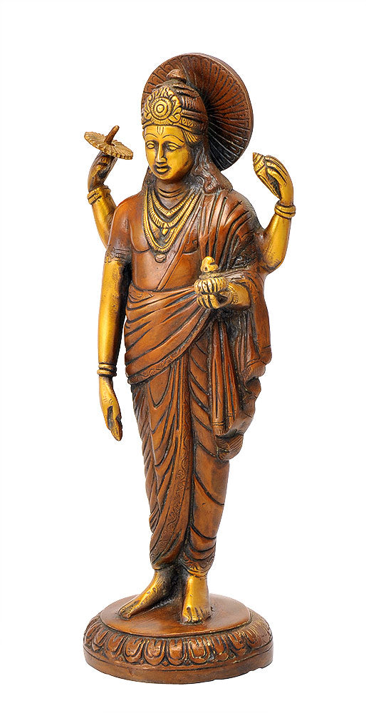 God Dhanvantari Brass Figure 12.75"