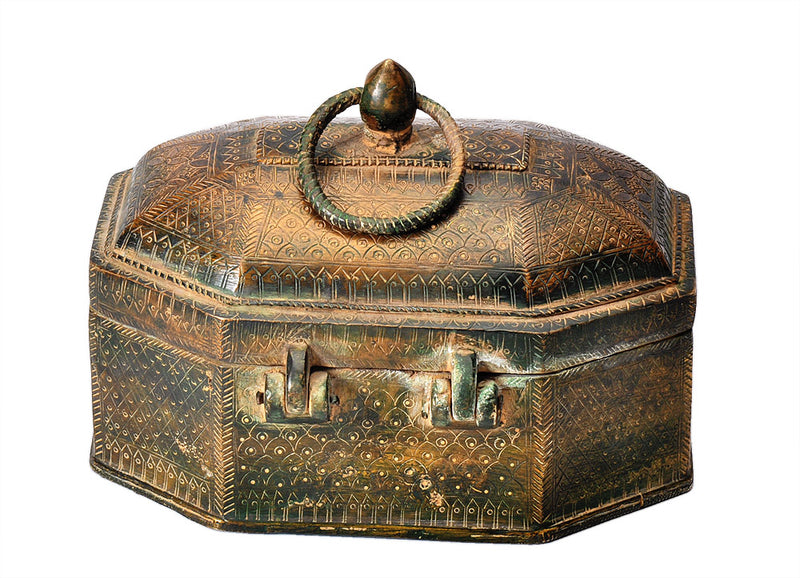 Old Finish Engraved Decorative Treasure Box  Tikamgarh Craft