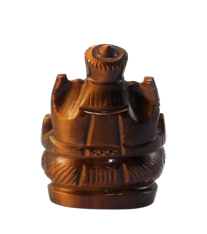 Lord Ganesha Tiger Eye Stone Statue 2.25"