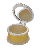 Round Glass Jewelry Box with Golden Flower