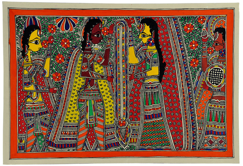 Shri Ram and Sita Wedding - Madhubani Painting