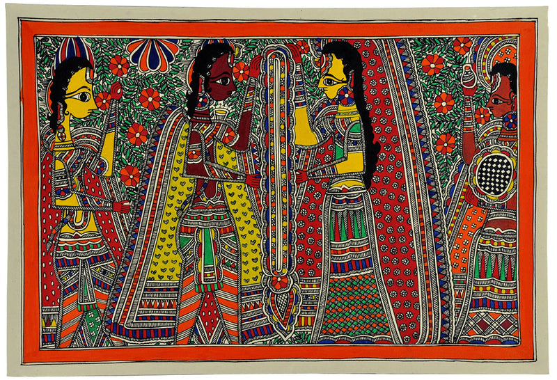 Shri Ram and Sita Wedding - Madhubani Painting