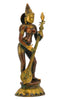 Standing Lady with Veena Brass Statue 17.25"