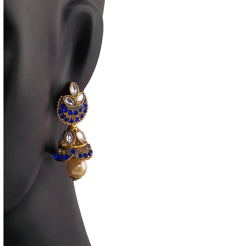 Royal Blue Gold Plated Jhumkas