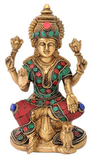 Goddess Lakshmi Maa Seated on Chowki Brass Statue
