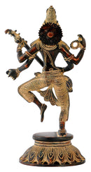 Standing Devi Saraswati Old Finish Statue 10.75"