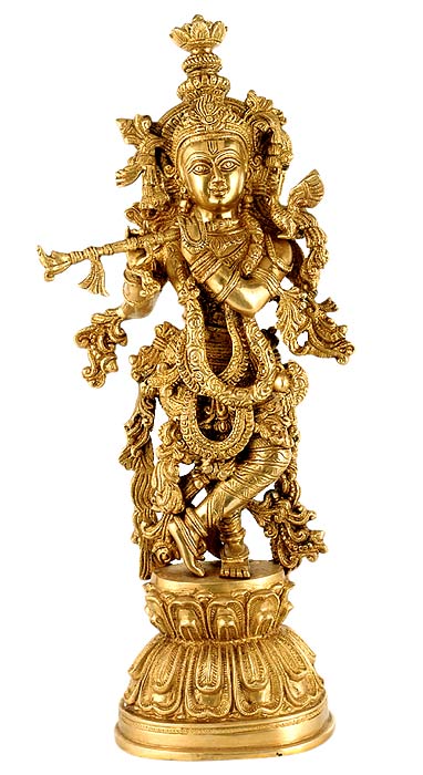 Beautiful Lord Venu Gopala - Brass Sculpture